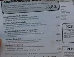 Prices in Berlin for food in restaurants, Various Berlin dishes